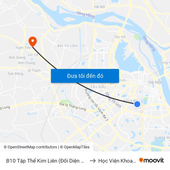 B10 Tập Thể Kim Liên (Đối Diện Ngõ 46b Phạm Ngọc Thạch) to Học Viện Khoa Học Quân Sự map