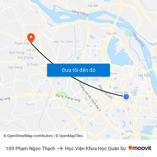 109 Phạm Ngọc Thạch to Học Viện Khoa Học Quân Sự map