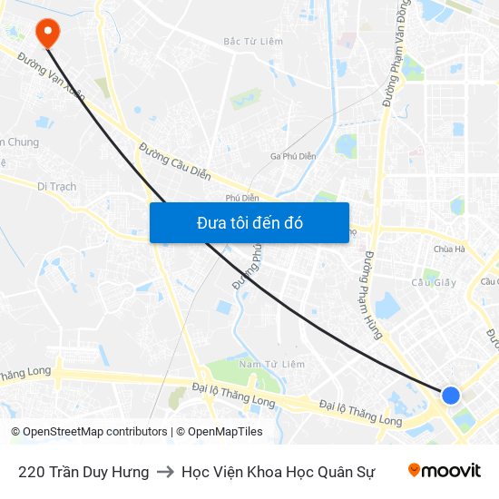 220 Trần Duy Hưng to Học Viện Khoa Học Quân Sự map