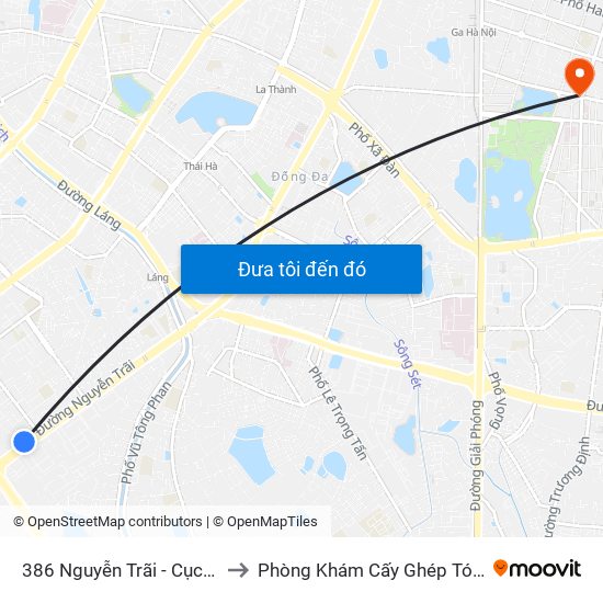 386 Nguyễn Trãi - Cục Sở Hữu Trí Tuệ to Phòng Khám Cấy Ghép Tóc Y Học Quốc Tế map