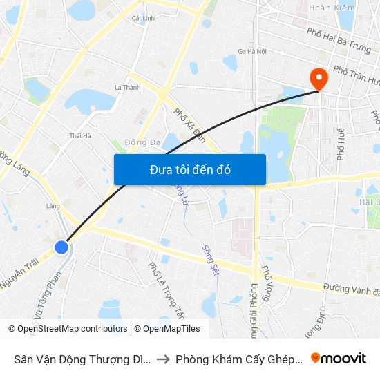 Sân Vận Động Thượng Đình - 129 Nguyễn Trãi to Phòng Khám Cấy Ghép Tóc Y Học Quốc Tế map