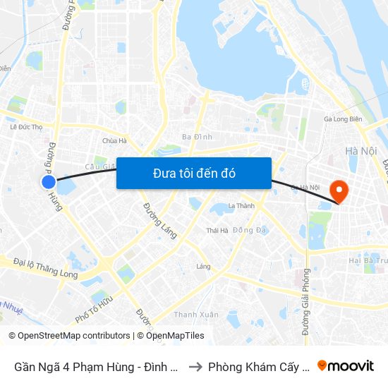 Gần Ngã 4 Phạm Hùng - Đình Thôn (Hướng Đi Khuất Duy Tiến)-Cột Sau to Phòng Khám Cấy Ghép Tóc Y Học Quốc Tế map