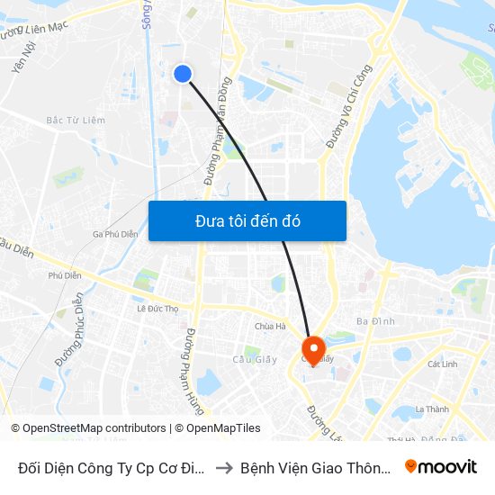 Đối Diện Công Ty Cp Cơ Điện Hn- Đường Đức Thắng to Bệnh Viện Giao Thông Vận Tải Trung Ương map