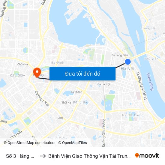 Số 3 Hàng Muối to Bệnh Viện Giao Thông Vận Tải Trung Ương map