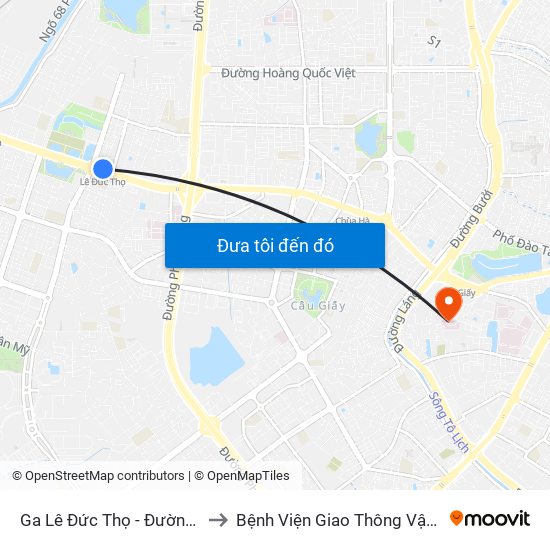 Ga Lê Đức Thọ - Đường Hồ Tùng Mậu to Bệnh Viện Giao Thông Vận Tải Trung Ương map