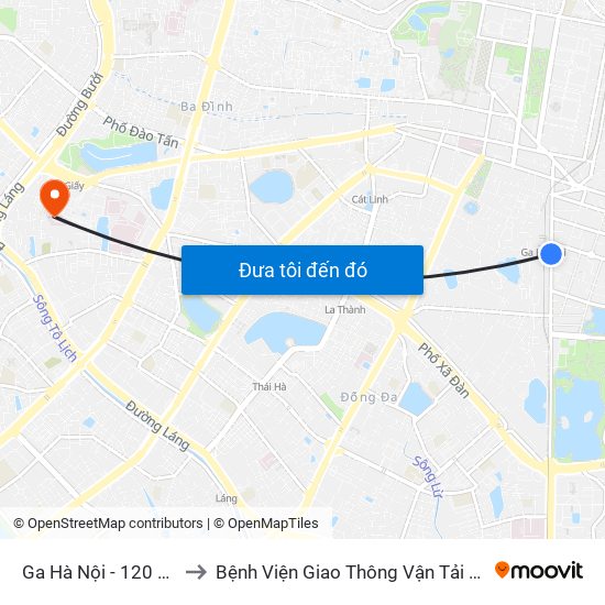 Ga Hà Nội - 120 Lê Duẩn to Bệnh Viện Giao Thông Vận Tải Trung Ương map