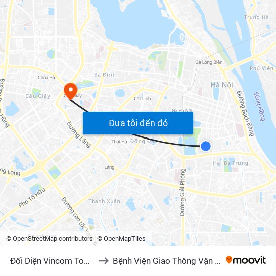 Đối Diện Vincom Tower - Bà Triệu to Bệnh Viện Giao Thông Vận Tải Trung Ương map