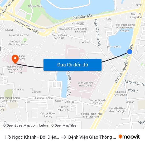 Hồ Ngọc Khánh - Đối Diện 37 Nguyễn Chí Thanh to Bệnh Viện Giao Thông Vận Tải Trung Ương map