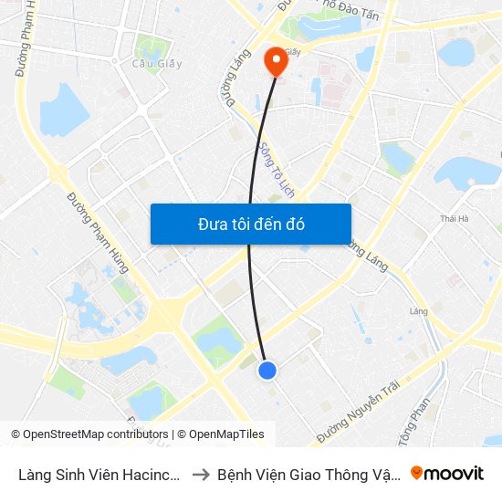 Làng Sinh Viên Hacinco - Nguyễn Tuân to Bệnh Viện Giao Thông Vận Tải Trung Ương map