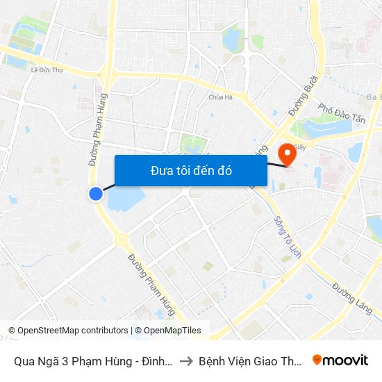 Qua Ngã 3 Phạm Hùng - Đình Thôn (Hướng Đi Phạm Văn Đồng) to Bệnh Viện Giao Thông Vận Tải Trung Ương map