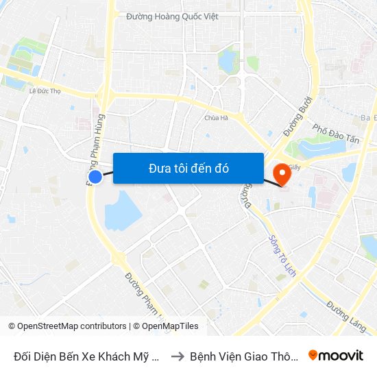 Đối Diện Bến Xe Khách Mỹ Đình - Phạm Hùng (Cột Trước) to Bệnh Viện Giao Thông Vận Tải Trung Ương map