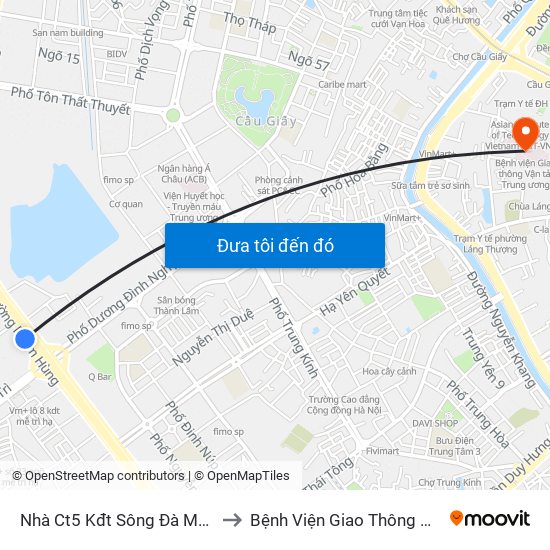 Nhà Ct5 Kđt Sông Đà Mỹ Đình - Phạm Hùng to Bệnh Viện Giao Thông Vận Tải Trung Ương map