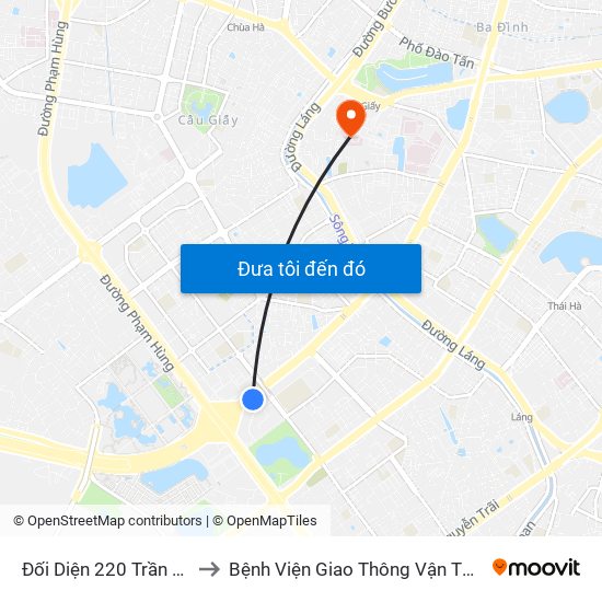 Đối Diện 220 Trần Duy Hưng to Bệnh Viện Giao Thông Vận Tải Trung Ương map