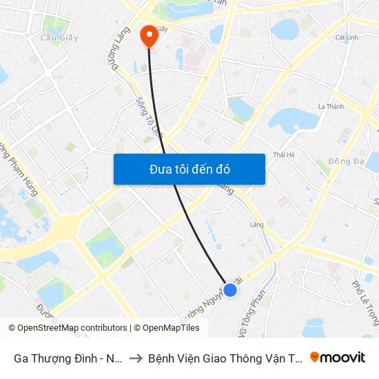 Ga Thượng Đình - Nguyễn Trãi to Bệnh Viện Giao Thông Vận Tải Trung Ương map
