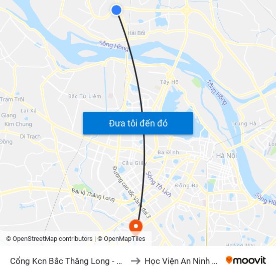 Cổng Kcn Bắc Thăng Long - Vietcombank to Học Viện An Ninh Nhân Dân map