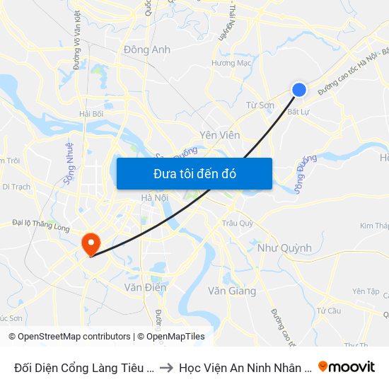 Đối Diện Cổng Làng Tiêu Sơn to Học Viện An Ninh Nhân Dân map