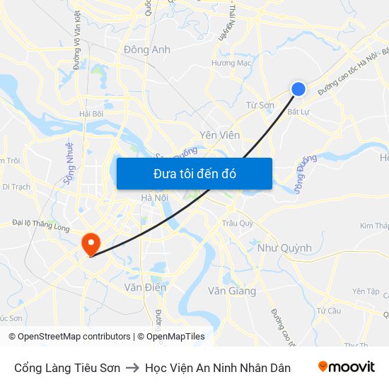 Cổng Làng Tiêu Sơn to Học Viện An Ninh Nhân Dân map