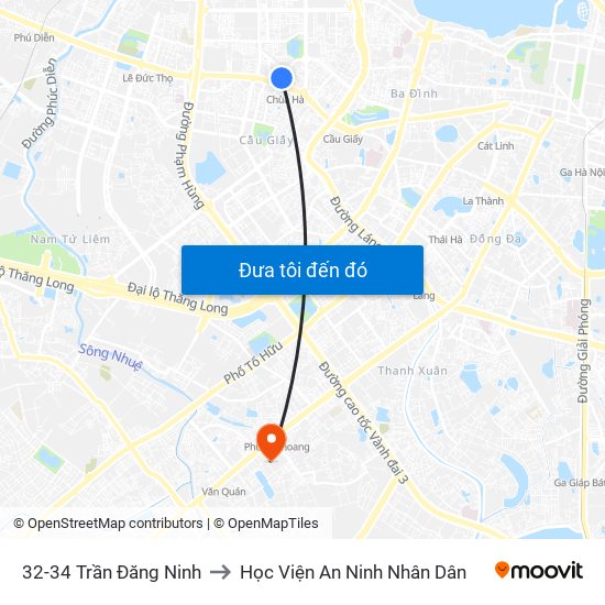 32-34 Trần Đăng Ninh to Học Viện An Ninh Nhân Dân map