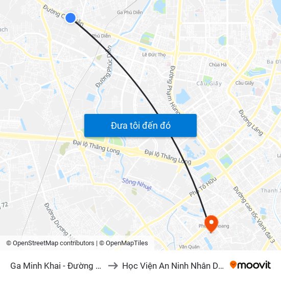 Ga Minh Khai - Đường 32 to Học Viện An Ninh Nhân Dân map