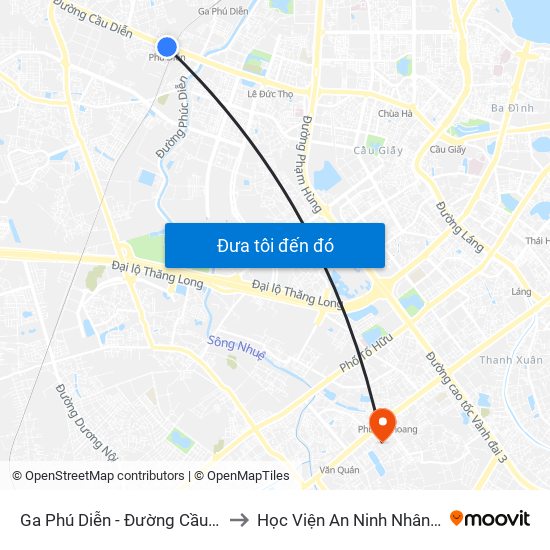 Ga Phú Diễn - Đường Cầu Diễn to Học Viện An Ninh Nhân Dân map