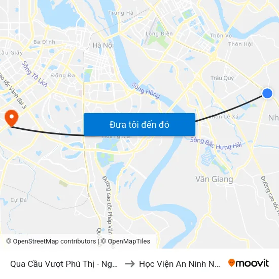 Qua Cầu Vượt Phú Thị - Nguyễn Bình to Học Viện An Ninh Nhân Dân map