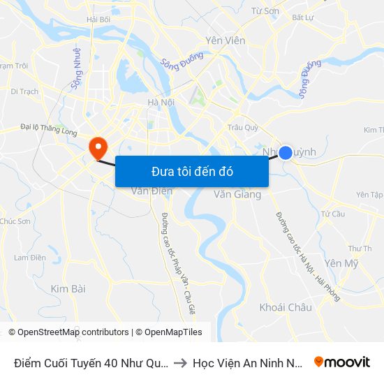 Điểm Cuối Tuyến 40 Như Quỳnh - Ql5 to Học Viện An Ninh Nhân Dân map