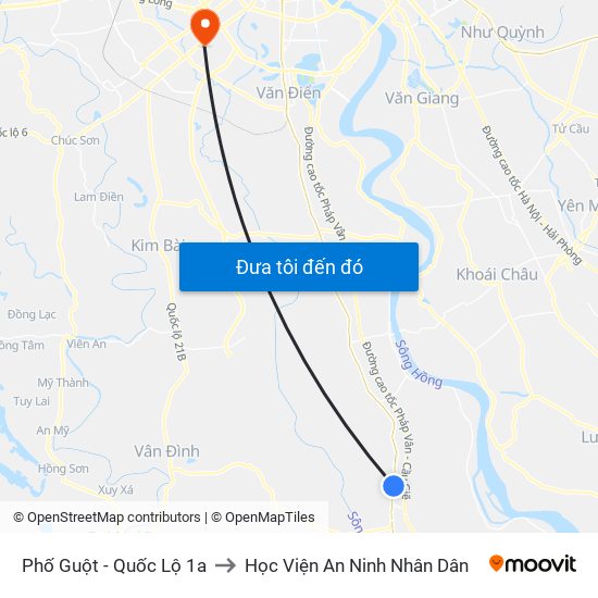 Phố Guột - Quốc Lộ 1a to Học Viện An Ninh Nhân Dân map