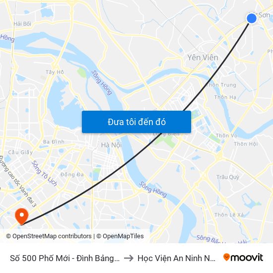 Số 500 Phố Mới - Đình Bảng - Từ Sơn to Học Viện An Ninh Nhân Dân map