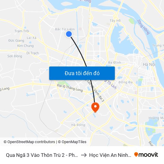 Qua Ngã 3 Vào Thôn Trù 2 - Phường Cổ Nhuế 2 to Học Viện An Ninh Nhân Dân map