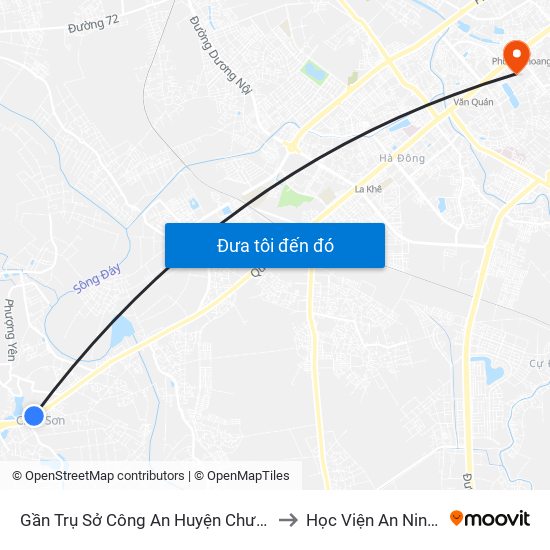 Gần Trụ Sở Công An Huyện Chương Mỹ - Quốc Lộ 6 to Học Viện An Ninh Nhân Dân map