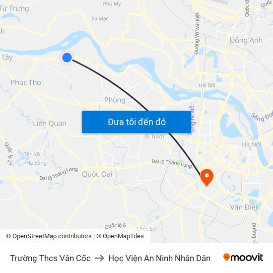 Trường Thcs Vân Cốc to Học Viện An Ninh Nhân Dân map