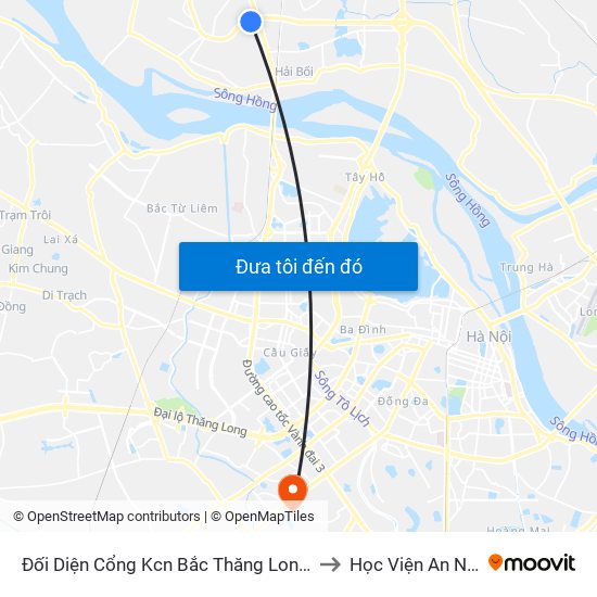 Đối Diện Cổng Kcn Bắc Thăng Long (Qua Cầu Vượt Bộ Hành ) to Học Viện An Ninh Nhân Dân map