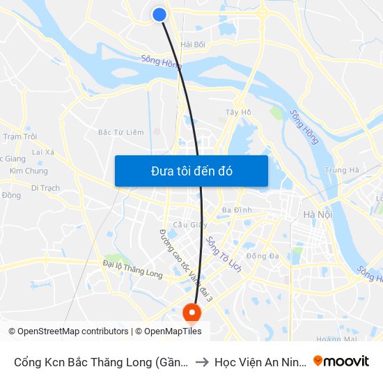 Cổng Kcn Bắc Thăng Long (Gần Cầu Vượt Bộ Hành) to Học Viện An Ninh Nhân Dân map