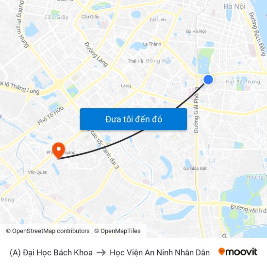 (A) Đại Học Bách Khoa to Học Viện An Ninh Nhân Dân map