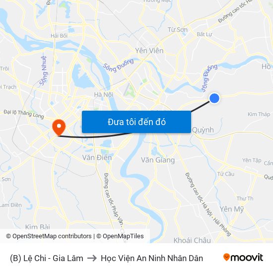 (B) Lệ Chi - Gia Lâm to Học Viện An Ninh Nhân Dân map