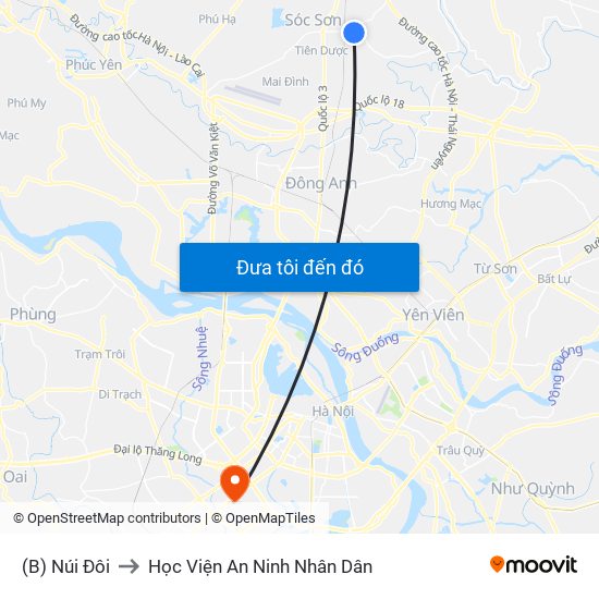 (B) Núi Đôi to Học Viện An Ninh Nhân Dân map