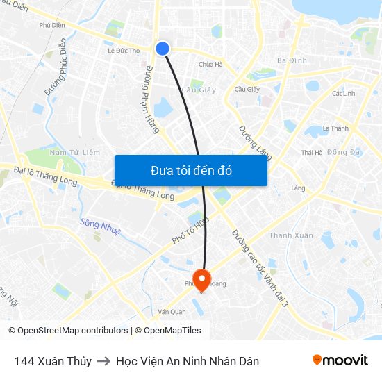 144 Xuân Thủy to Học Viện An Ninh Nhân Dân map
