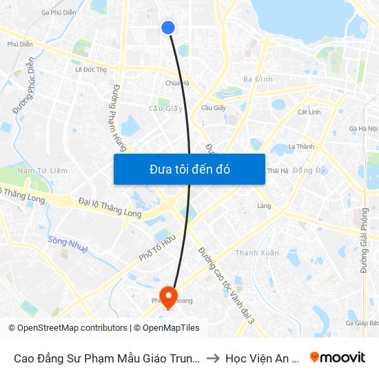 Cao Đẳng Sư Phạm Mẫu Giáo Trung Ương - 387 Hoàng Quốc Việt to Học Viện An Ninh Nhân Dân map