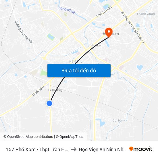 157 Phố Xốm - Thpt Trần Hưng Đạo to Học Viện An Ninh Nhân Dân map