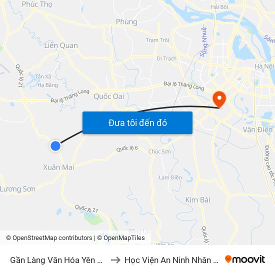 Gần Làng Văn Hóa Yên Thái to Học Viện An Ninh Nhân Dân map