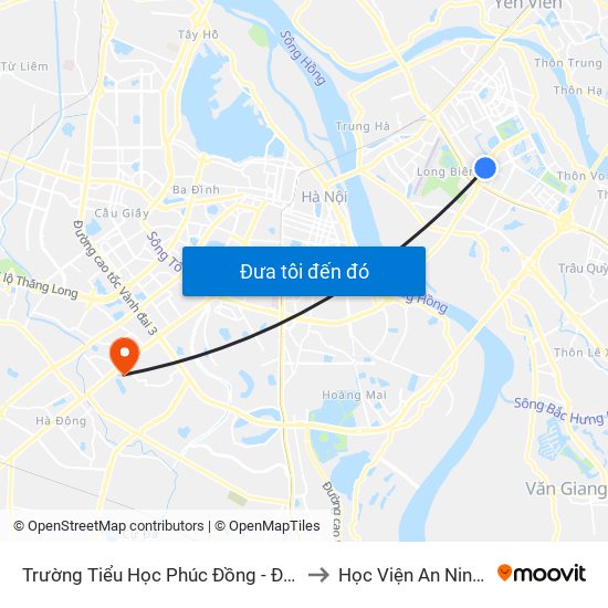 Trường Tiểu Học Phúc Đồng - Đường Chu Huy Mân to Học Viện An Ninh Nhân Dân map