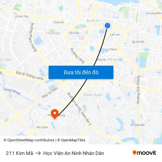 211 Kim Mã to Học Viện An Ninh Nhân Dân map
