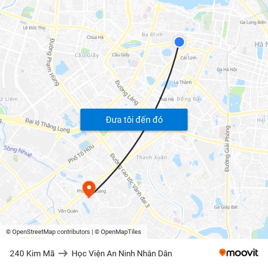 240 Kim Mã to Học Viện An Ninh Nhân Dân map
