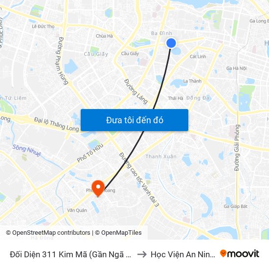 Đối Diện 311 Kim Mã (Gần Ngã 4 Kim Mã - Vạn Bảo) to Học Viện An Ninh Nhân Dân map