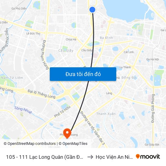 105 - 111 Lạc Long Quân (Gần Đối Diện Ngã 3 Thụy Khuê) to Học Viện An Ninh Nhân Dân map