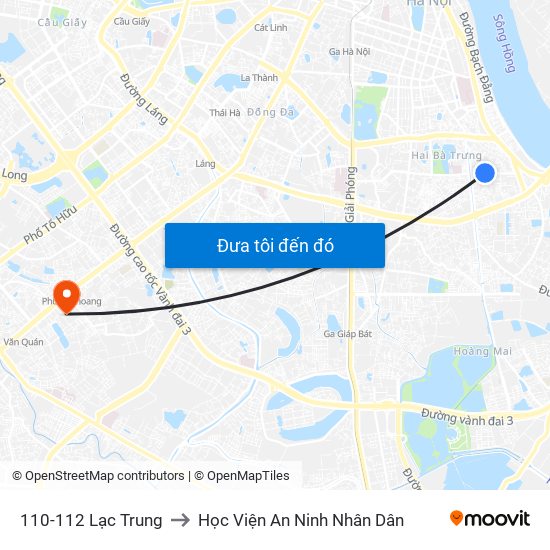 110-112 Lạc Trung to Học Viện An Ninh Nhân Dân map