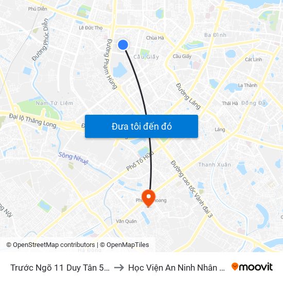 Trước Ngõ 11 Duy Tân 50m to Học Viện An Ninh Nhân Dân map