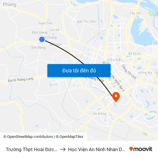 Trường Thpt Hoài Đức A to Học Viện An Ninh Nhân Dân map