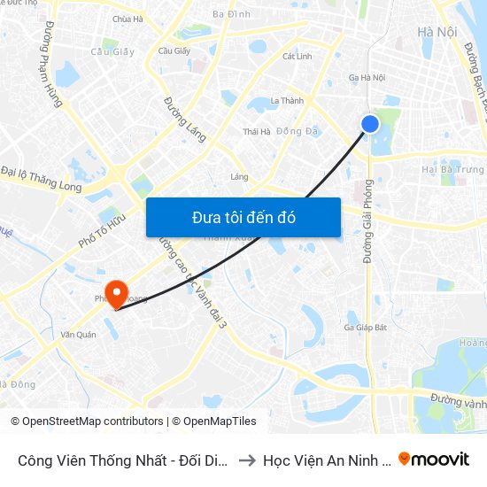 Công Viên Thống Nhất - Đối Diện 326 Lê Duẩn to Học Viện An Ninh Nhân Dân map