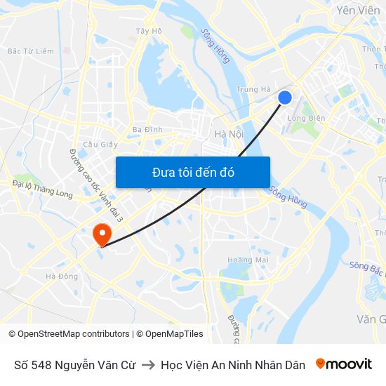 Số 548 Nguyễn Văn Cừ to Học Viện An Ninh Nhân Dân map